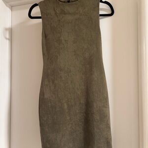 Chloe Faux Suede Olive Mini Dress